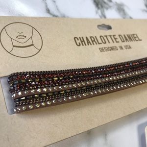 Brown Diamond Rhinestone Gold Choker Necklace